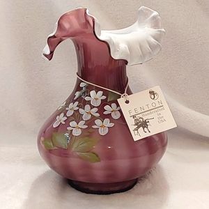 Fenton glass vase (hand-painted and signed by artist and Dan Fenton)